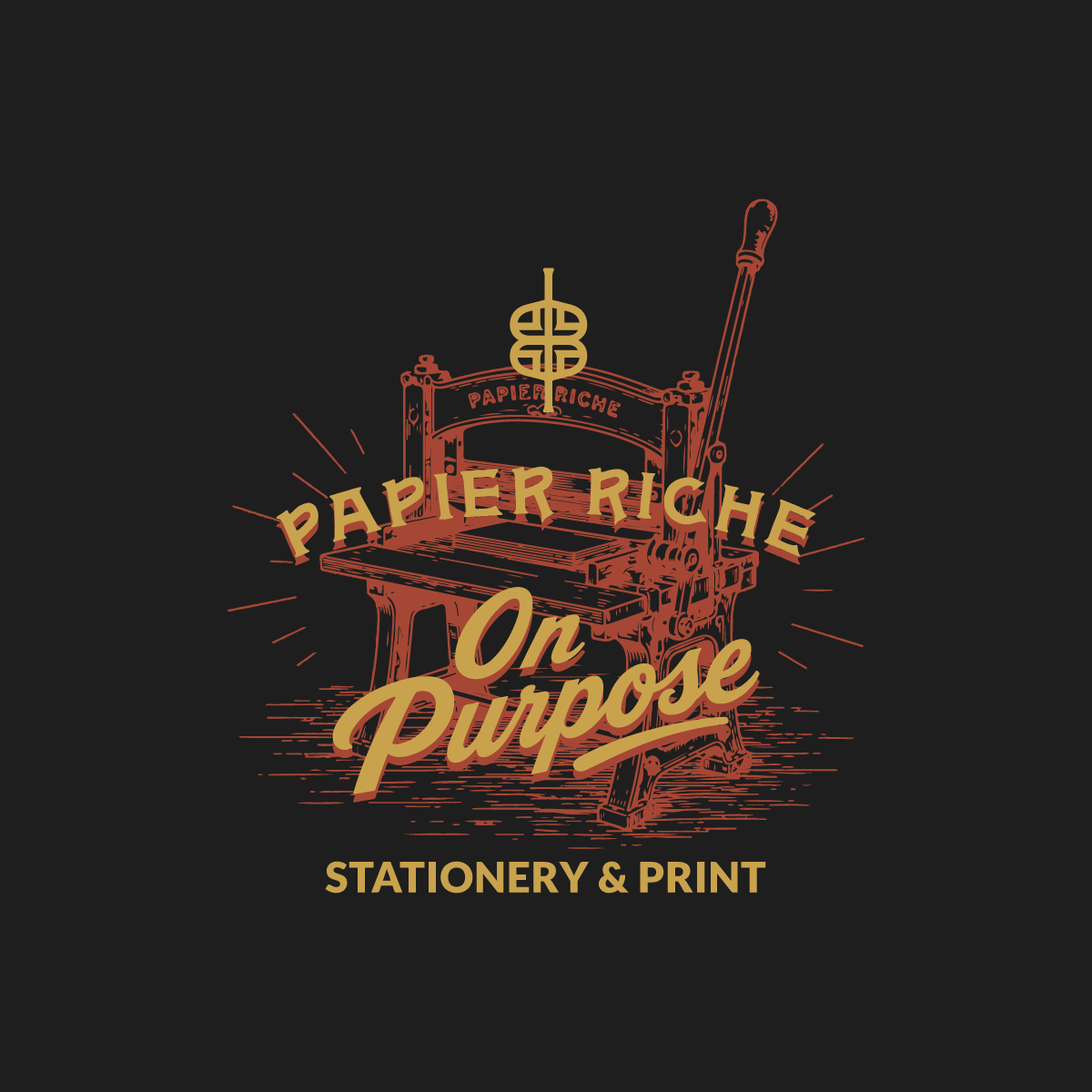 Papier Riche vintage printing press artwork